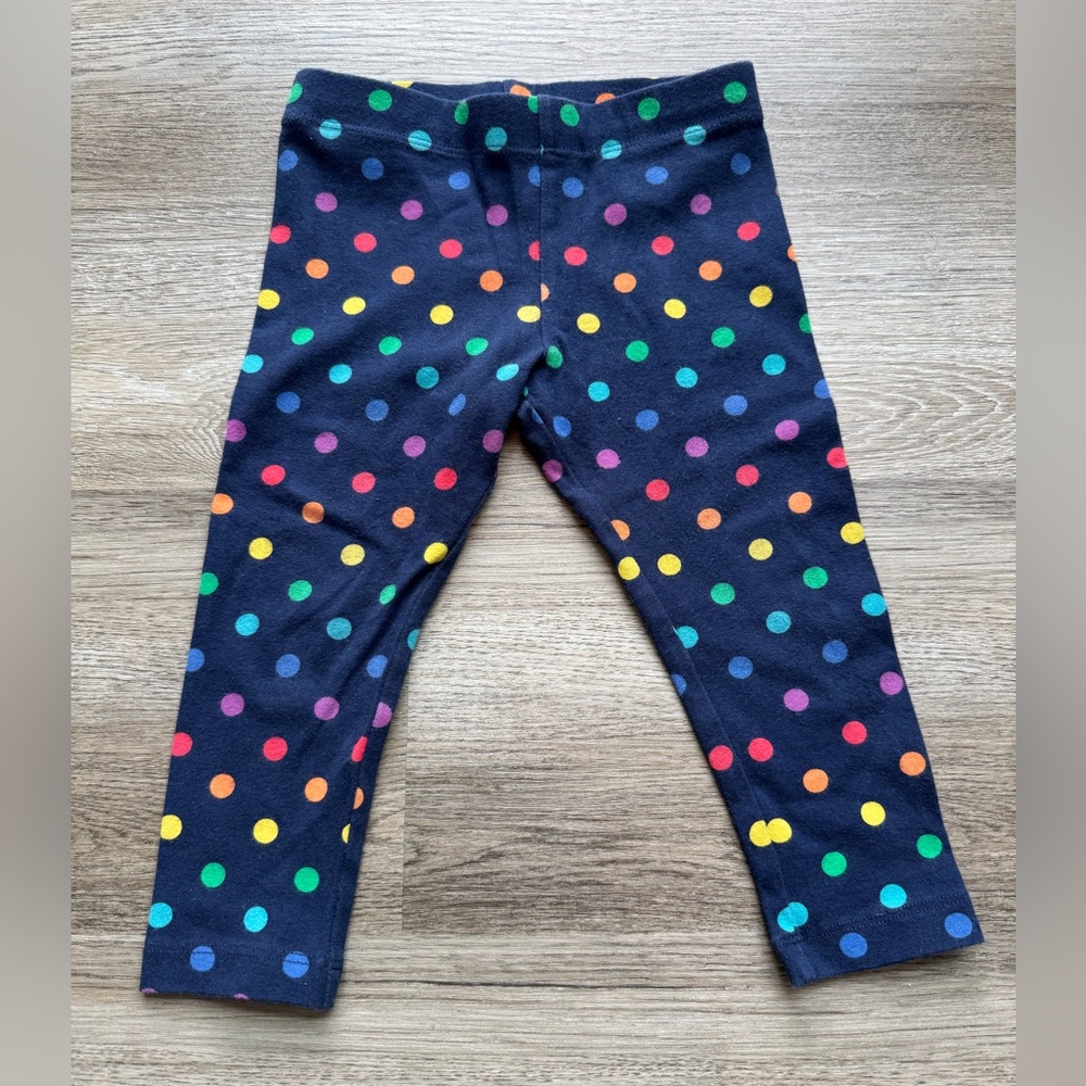 Primary Rainbow Polkadot Navy Leggings 12-18 mo